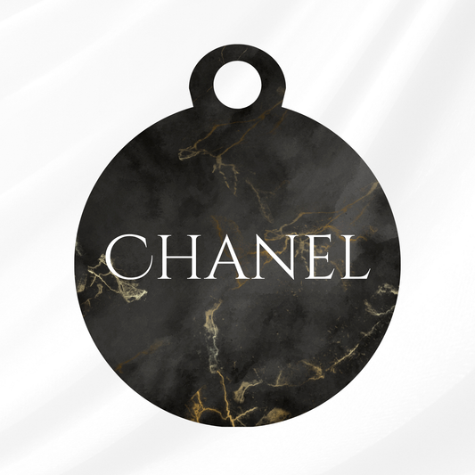 Black Marble Pet ID Tag