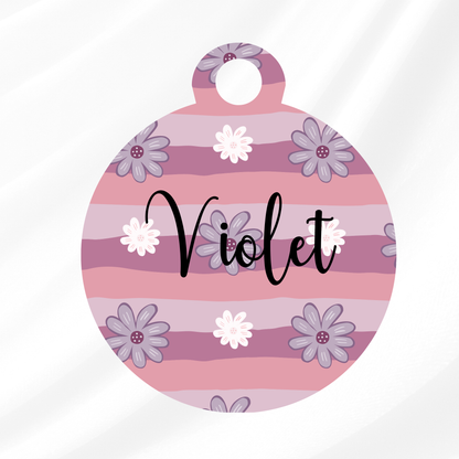 Purple Daisy Pet ID Tag