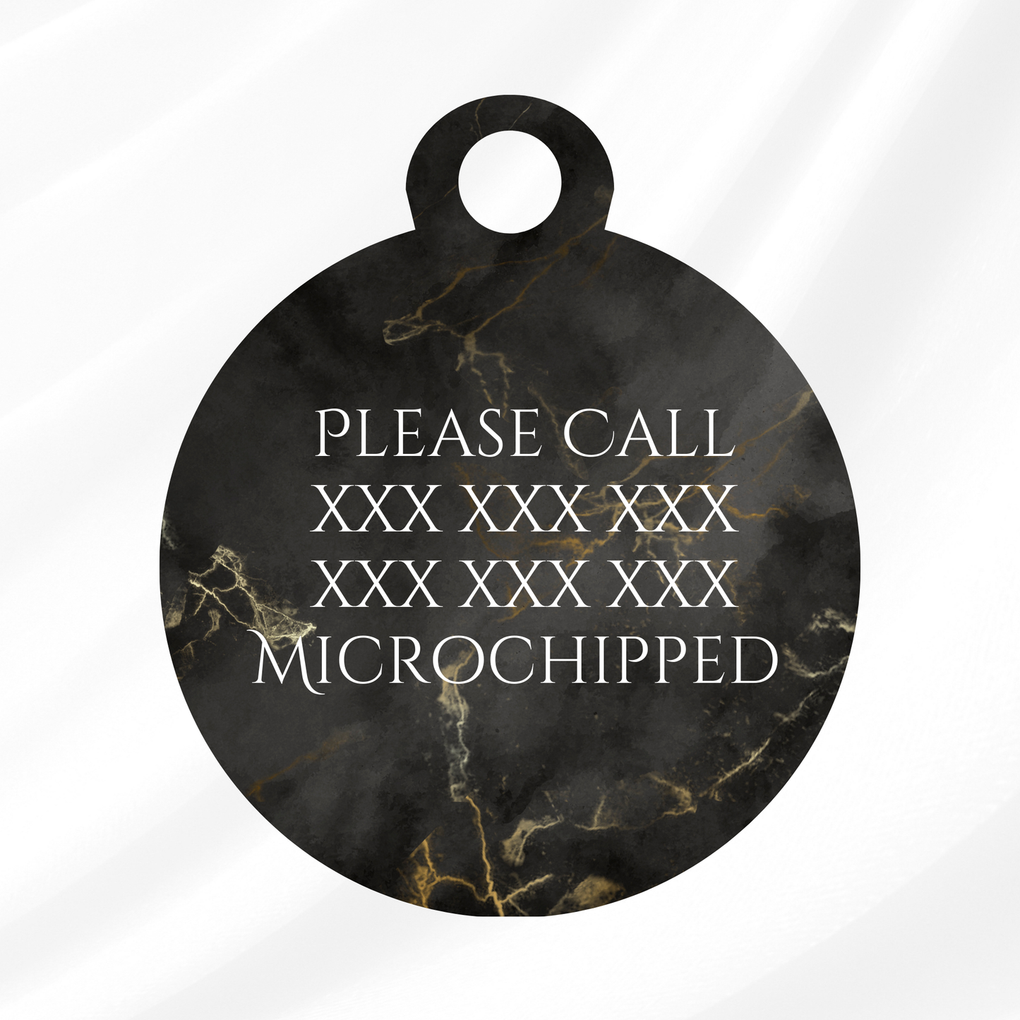 Black Marble Pet ID Tag