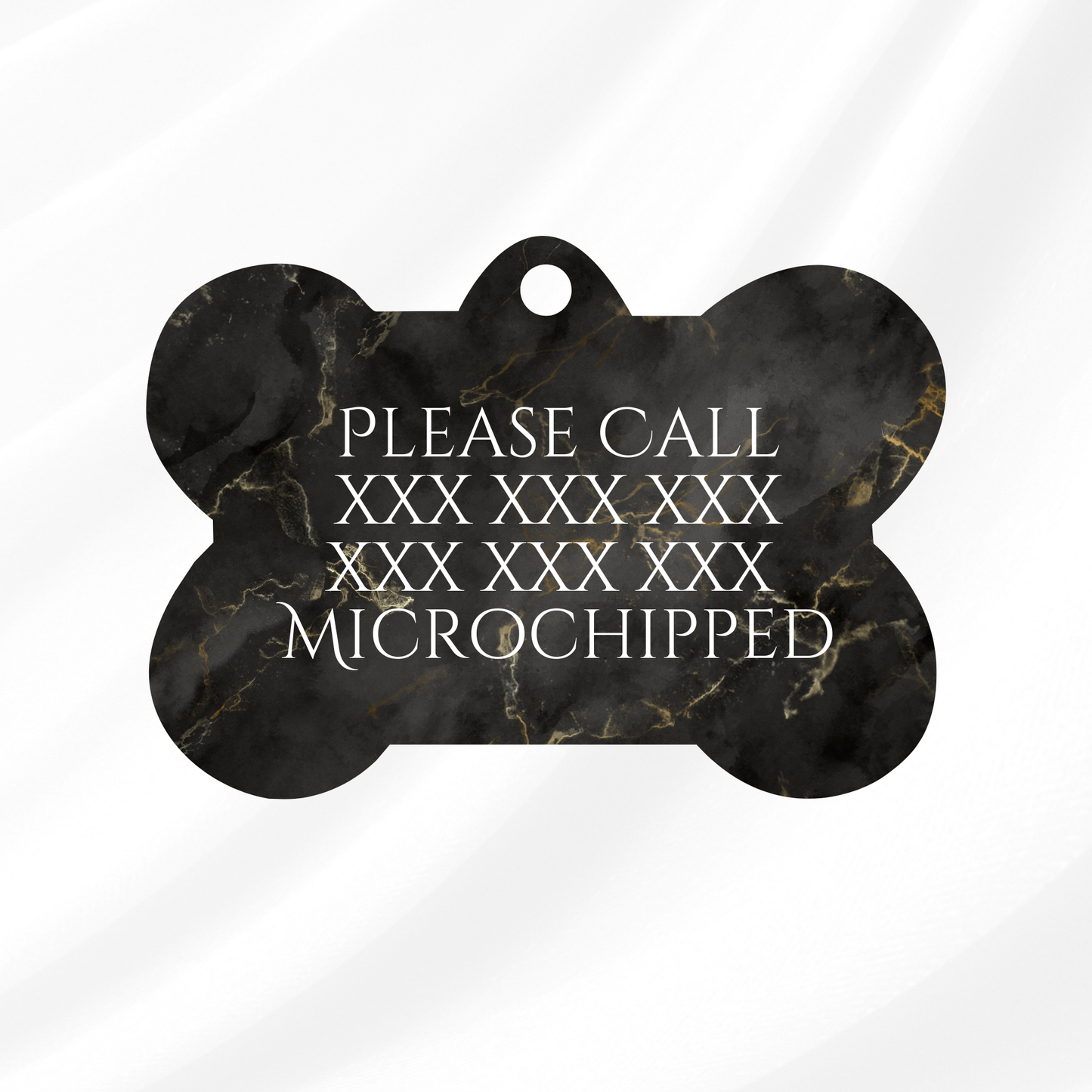 Black Marble Pet ID Tag