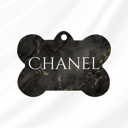 Black Marble Pet ID Tag