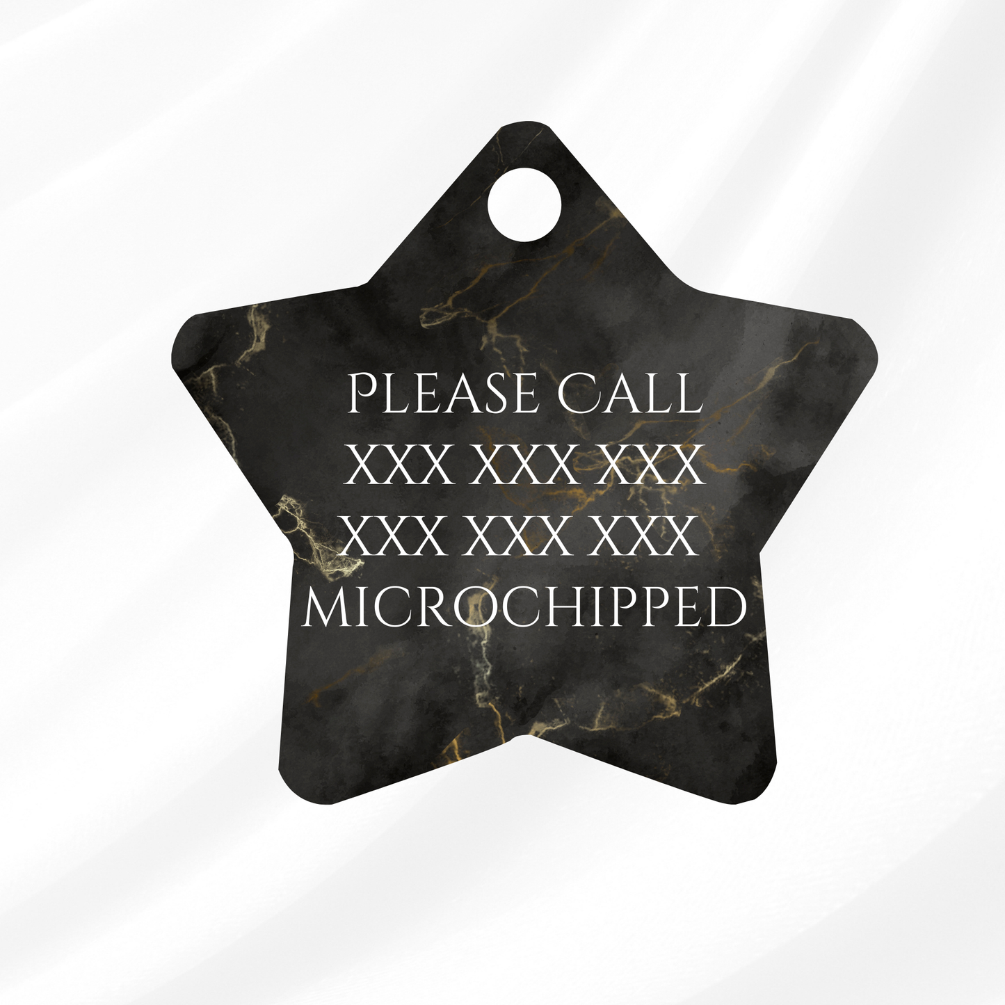 Black Marble Pet ID Tag